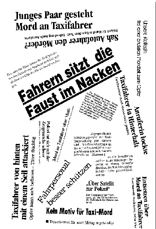 Collage: Schlagzeilen zu Taxiüberfällen